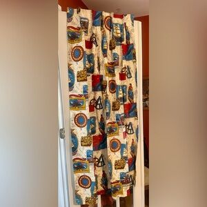 Lot of 3 sears perma prest curtains and bed skirt vintage nautical Americana